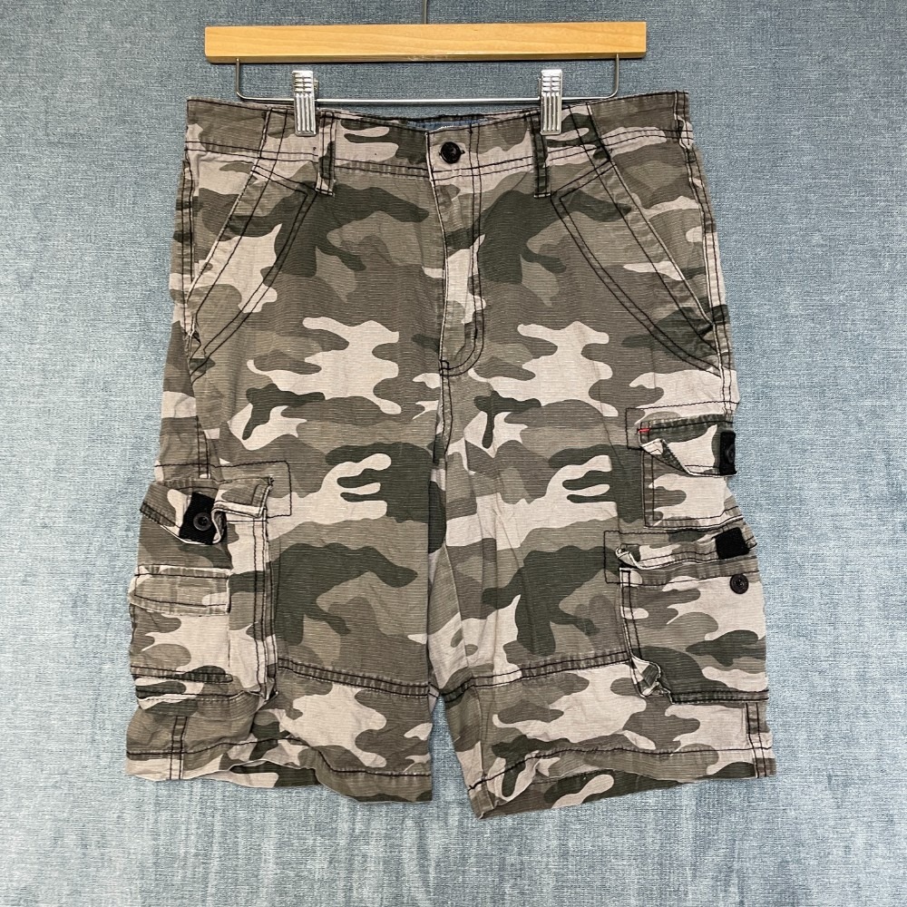 Beverly Hills Polo Club Cargo Shorts Mens 30 Green Camouflage Multi-Pocket